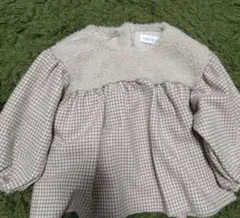 māmāraku チェック柄 フリース トップス 80