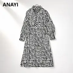 ANAYI アナイ ピンドットプリント袖ギャザー ワンピース 36 2023SS