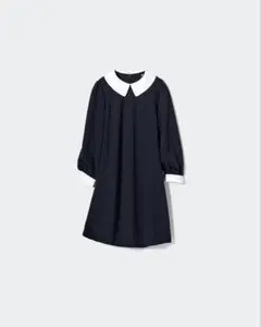 【美品】ユニクロUNIQLO GIRL ジャージーワンピース フォーマル 160