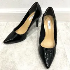 EVOL イーボル エナメル ポインテッドトゥ パンプス 黒 フォーマル 22