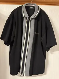 XLARGE ストライプ半袖ニット Lサイズ ブラック/グレー