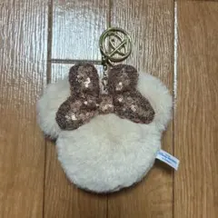 ディズニー ミニー モコモコ ファー キーチェーン キーホルダー