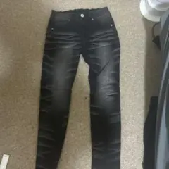 ダメージ加工 スキニージーンズ ブラック