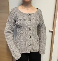 グレー ウール カーディガン M