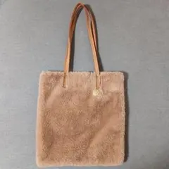 レディースバック ファー素材 ベージュ トートバッグ