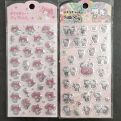 ハローキティ・マイメロディ シールセット　ぷくっとシール　2枚セット　サンリオ