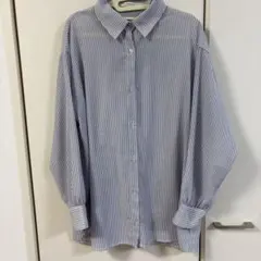 レイカズン　長袖シャツ　水色　薄手　ストライプ　夏シャツ