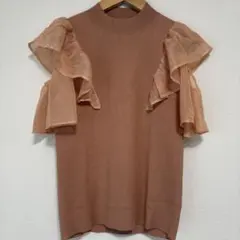 NATURAL BEAUTY BASIC フリルスリーブ ニット 半袖 春夏