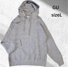 美品 GU ニットパーカー グレー L オーバーサイズ フーディ セーター