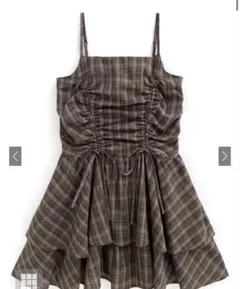 GRL チェック柄ドロストリボンミニワンピース [dk1357]