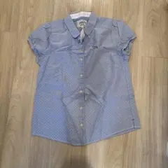 水色ドット柄 半袖シャツ サイズ3