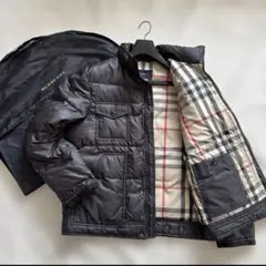 美品✨バーバリーロンドン　ダウン　ノバチェック メガチェック　黒　Lサイズ
