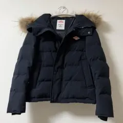 【美品】DANTON ダントン ファー付きフード ダウンジャケット ネイビー