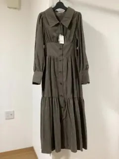 ONE WAY購入 新品未使用タグ付き　オリーブ色　ティアードワンピース