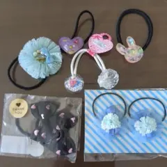ヘアゴム 6個セット （リボン・花・ハート・うさぎ・マリン）