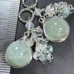 天然石のチャームG8 アクアマリン　水晶　ブルーカラー水晶