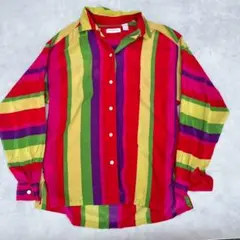 ​開襟 Liz Claiborne マルチストライプシャツ vintage