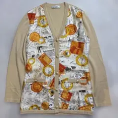 セリーヌ ヴィンテージ/トリオンフ金ボタン/シルク切り替えカーディガンのサムネイル