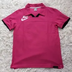 NIKE SPORTSWEAR ポロシャツ ピンク×ブラック Lサイズ デカロゴ