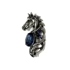 BR-429 ♡ ブルー 青 馬 ホース horse シルバー ブローチ ♡