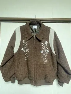 【最終値下げ】 camphor wood 花刺繍ラメツイードスタジアムジャケット