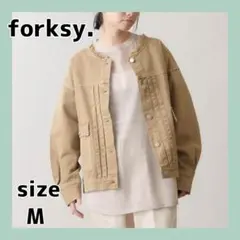 forksy. デニムピグメント加工 オーバーサイズダメージノーカラーGジャン