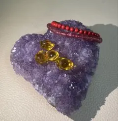 フラワーアメジスト 紫水晶のハート クリスタル パワーストーン 浄化 幸運 開運