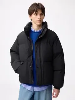 【最終値下げ・新同・ 短丈・ボックス】ブラック ダウンジャケット スタンドカラー