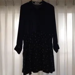 LOWRYS FARM ネイビー長袖ワンピース　L