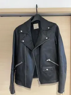 美品　トゥモローランド デニム レザージャケット 牛革 ブラック 黒　48サイズ セール】【別注】DENIM×TOMORROWLAND ラムレザー シングル