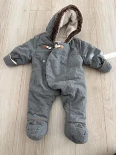 グレー フリース付きカバーオール 3/6M