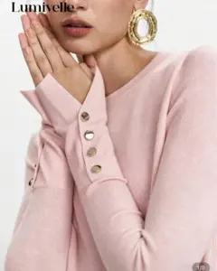 Lumivelle オールマッチ ラウンドネック カジュアル 長袖ニットセーター