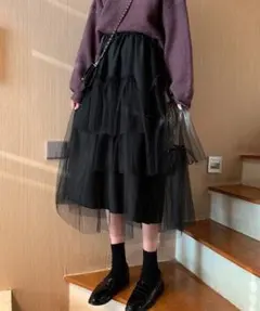 新品未開封　noncloudy チュール ティアードスカート リボン バレエコア