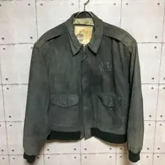 【希少色ブルーグレー】80s A-2 レザー フライトジャケット ステンシル