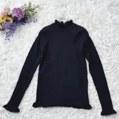 新品＊Field Dream　フリルハイネック　リブニット　長袖セーター　黒　Ｍ
