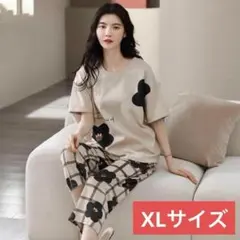 レディースパジャマ上下セット（XLサイズ）ルームウェア半袖ハーフパンツ078