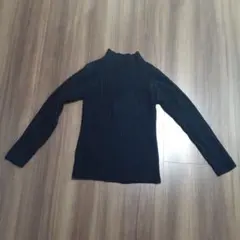 リブ編み ブラック タートルネック 長袖 古着 中古 ニット セーター シンプル