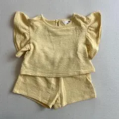 90cm H&M フリル袖セットアップ 夏服 イエロー 92