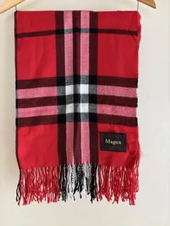 Magex 赤 チェック柄 マフラー