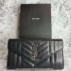 サンローラン ラウンドファスナー 長財布 ブラック 黒 カサンドラ CFP 414570 1017 美品 財布 YSL レザー 中古 SAINT LAURENT SAINT LAURENT - サンローラン ラウンドファスナー 長財布 ブラック 黒