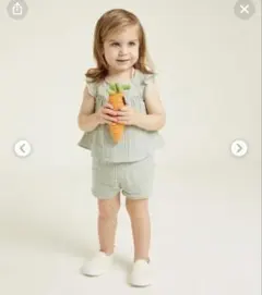 プチバトー　ダブルガーゼブラウス＆ショートパンツセット 86cm