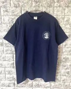 【美品】 シンガポール マーライオン デザインプリント 半袖Tシャツ ネイビー