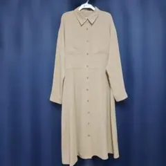 GU シャツワンピース XXL フロントボタン ベージュ カーキ きれい目