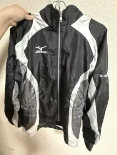 ミズノ ブレスサーモ 裏起毛ジャケット ウィンドブレーカー 黒・灰色 上下セット