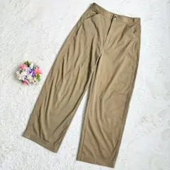 UNIQLO　ワイドフィットカーブツイルジャーニーパンツ　L　美品　ベージュ