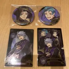 ツイステ　ジェイド・フロイド 缶バッジ&カード