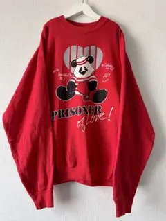 Vintage 70s- USA製 ARTEX パンダ スウェット 赤 アニマル