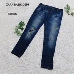 ザラベーシック　デニムパンツ　ジーンズ　ウォッシュ加工　ダメージ加工　古着MIX