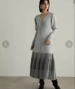 JILLSTUART ヘンケイリブニットワンピース グレー　新品未使用　タグ付き