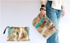 カラーミックスファー  クラッチバッグ 2way